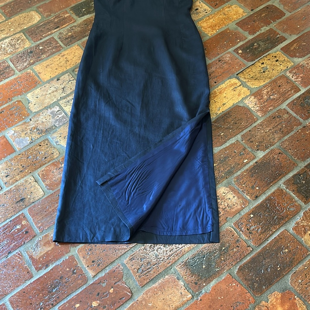Maggie London NWT Linen Halter Sailor collar maxi dress size 8 - Picture 7 of 13
